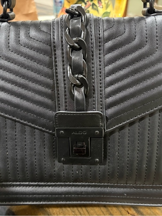 Aldo Handbags - Aldo Black Quilted Satchel with Chain-Detail Strap